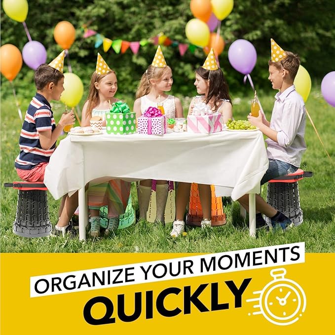 ALEVMOOM Upgraded 19.7" Portable Collapsible Folding Stool Retractable Telescoping Foldable Stool for Adults Heavy Duty Camping Sturdy with Max Load Capacity 1000lbs for Outdoor Fishing Hiking BBQ