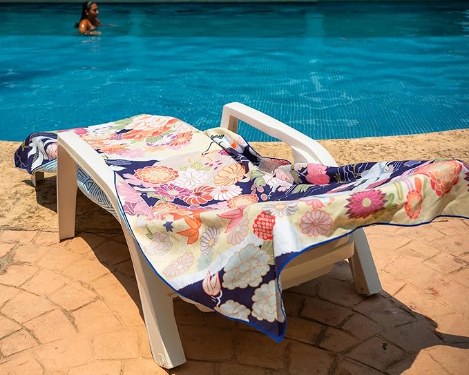 Quick Dry Towel Extra Large 78x35 Inch - Microfiber Beach Towel - Perfect for Beach, Travel, Swimming, Pool, Yoga, Hiking, Camping - Lightweight, Fast Drying, Compact for Adults (Kimono Gold)