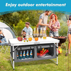 Camp Field Camping Folding Aluminum Table with Adjustable Legs for Outdoor Travel Beach, Backyards, BBQ, Party and Picnic Foldable Table