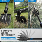 COVACURE Survival Shovel Multi-Purpose Camping Shovel - Unbreakable Tactical Shovel Heavy Duty Survival Camping Gear for Off-Roading, Camping, Gardening, Hiking, Outdoor
