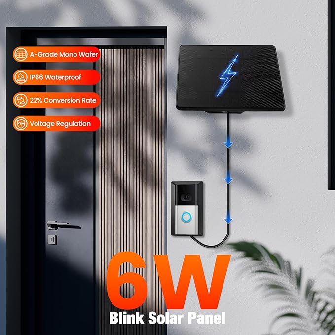 Solar Charger for Ring Doorbell,Ring Solar Panel for Video Doorbell 3/3 Plus/4,Battery Doorbell Plus/Pro(U-Shaped Port)