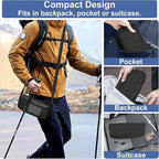 Portable Folding Camp Stool with Side Pocket, Lightweight Foldable Camping Stool for Adults, Backpacking Travel Fishing Stool Mini Chair, Compact Folding Seat with Storage Bag