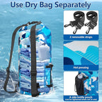 30L Waterproof Dry Bag with 20L Detachable Cooler, Dry Bag Cooler Backpack with Phone Pocket and Bottle Pouch, Suitable for Kayaking, Boating, Camping and Water Activities