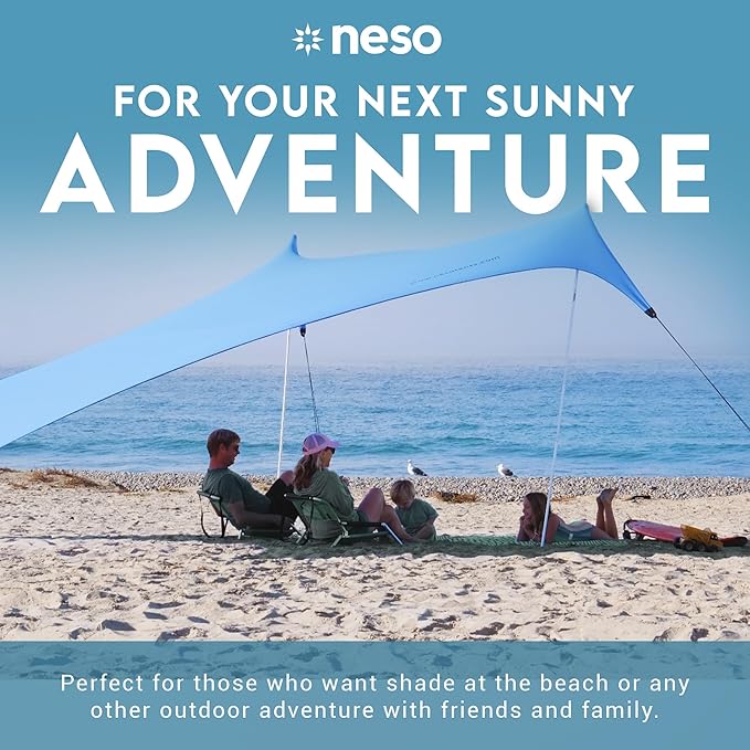 Neso Gigante - Portable Beach Tent - Ideal to Enjoy with Family and Friends - UPF 50+, Water-Resistant, and Lightweight - Periwinkle Blue, 11' x 11'
