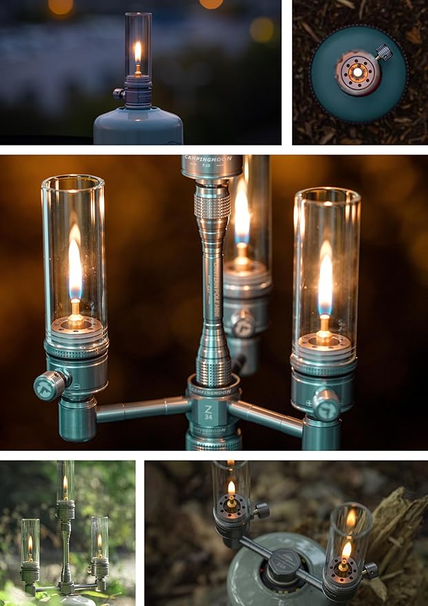 CAMPINGMOON Gas Candle Lantern w/ EN417 Lindal Valve Standrad Camping Canister T-1D