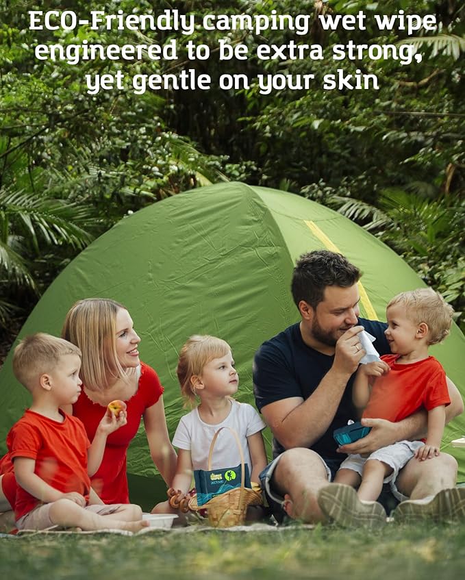 Combat Wipes ACTIVE Outdoor Wet Wipes - Extra Thick Camping Gear, Biodegradable, Body & Hand Cleansing/Refreshing Cloths for Backpacking & Gym w/Natural Aloe & Vitamin E (8 pack, 200 Wipes)…