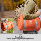 STOVER Waterproof Stadium Blanket – Portable Outdoor Camping Blanket for Travel, Picnics, or Sports – Warm, Windproof, Lightweight, and Packable (Game Day Orange)