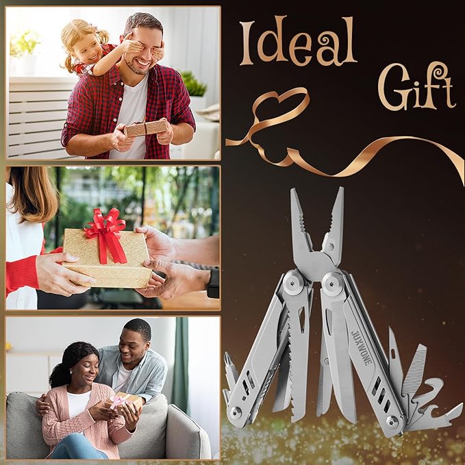 18-in-1 Multitool Pliers, Needle Nose Pliers with Pocket Clip, Pocket Knife set with Nylon Sheath, Wire Stripper, Scissors, Saw, Stainless Steel, Survival Gear for Camping, Hiking, Outdoor