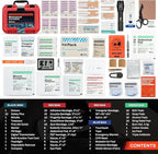 RHINO RESCUE Waterproof Marine First Aid Kit for Boat Durable First Aid Box for Crews with Emergency Medical Supplies for Travel & Fishing (Red)