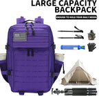 Sparklekle Military Tactical Backpack 45L 3 Day Assault Pack Waterproof Molle Hiking Rucksack for Men&Women (Purple)