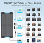110W Portable Solar Panel for Power Station, 23.5% High Efficiency ETFE Foldable Solar Panels Charger, Fast Installation with Kickstands, IP67 Waterproof for RV, Outdoor Camping, Off Grid Blackouts