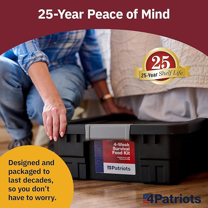 4Patriots 4-Week Survival Food Kit: Emergency Food Supply Designed to Last 25 Years, 192 Servings