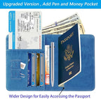 Passport Holder Cover Wallet Travel Essentials RFID Blocking Leather Card Case International Must Haves Travel Accessories for Women Men(113#Blue)