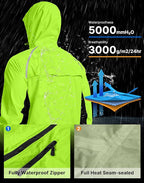 Men's Cycling Rain Jackets Waterproof Running Bike Windbreaker Lightweight Packable Hooded Jacket