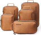 Ultralight Compression Packing Cubes - Lightweight Travel Organizers for Suitcases and Luggage (6-Pack, Mocha)
