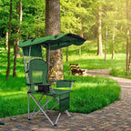 BDL Camping Chair with Canopy Shade Portable Folding Beach Chairs with Cooler, Mesh Backrest, Cup Holder, and Pocket for Camping, Fishing, Beach, and Sports,Green