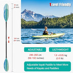 Kayak Paddles with Fiberglass Shaft and Reinforced PP Blade, Floating Adjustable Kayaking Oars, 3 Piece, 220-240 cm/86-94 Inches, 240-260 cm/94-102 Inches