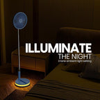 VENTY Portable Fan - Wireless Battery Operated Fan - 4 Speeds - LED Lighting - Carry Case & Remote Control - Cruise Travel - Outdoor Travel RV Power Bank With USB-C Port (Blue with Case)