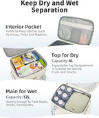Double Deck Lunch Box for Women, Expandable Insulated Large Lunch Bag Women Leakproof Lightweight Lunch Cooler Bag Durable Lunchbox for Work Outdoor Travel, Beige