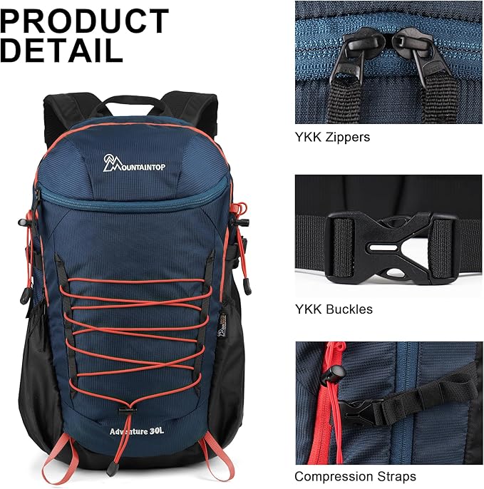 MOUNTAINTOP Hiking Backpack,25/30L Camping Backpack, Men Women Hiking Daypack Lightweight Travel Backpack for Climbing