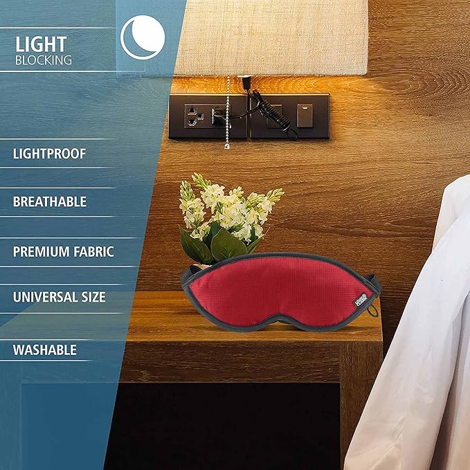 Lewis N. Clark Comfort Sleep Mask | Eye Mask for Travel | Comfortable & Breathable | Light Blocking & Adjustable | Burgundy