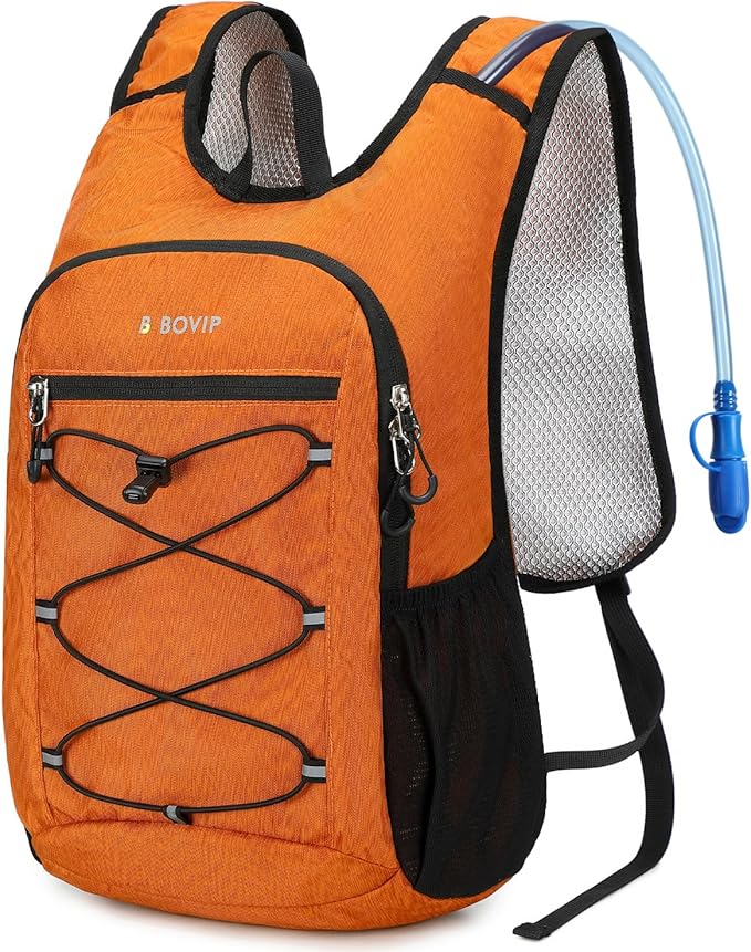 BOVIP Lightweight Hydration Back,15L Multipurpose Hiking Backpack with 1.5L Water Bladder ,Hydro Water Daypack for Cycling Hiking Rave for Men Women