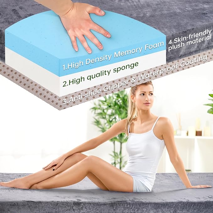 Memory Foam Camping Mattress pad,3 Inch Thick Floor Sleeping Mat Pad for Adults with Waterproof and Non-Slip Bottom, Portable Roll Up Mattress for Sleepover Guest