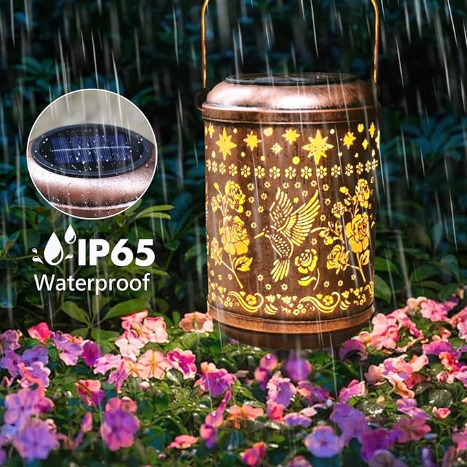 Solar Hummingbird Lanterns Outdoor Waterproof Birthday Gifts for Women Mom Grandma Garden Decor Hanging Solar Lights Metal Decoration Outside for Yard, Patio,Backyard,Porch