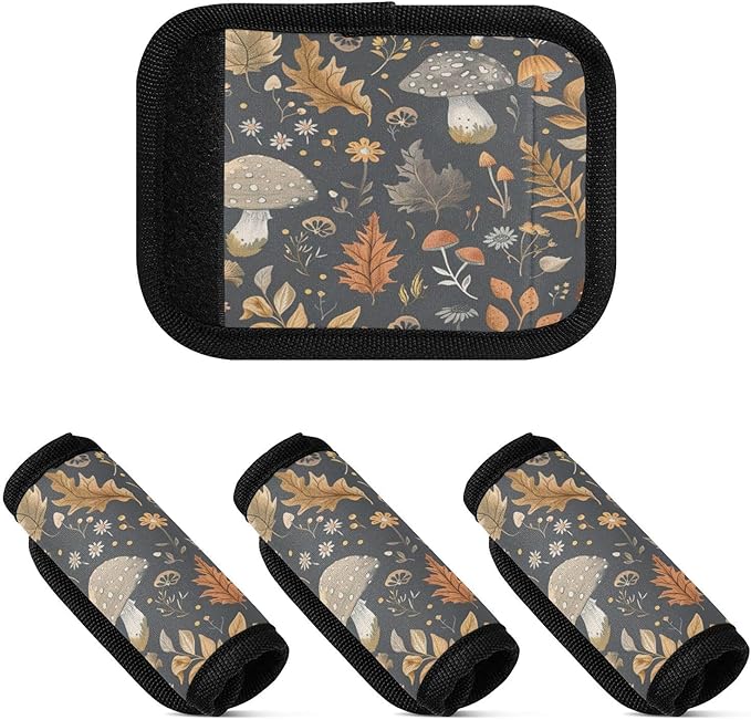 Qilmy Cute Cartoon Mushrooms Luggage Handle Wrap 2Pack Luggage Identifiers Tag Comfort Handle Grips Cover for Stroller Suitcase Bag Airplane Travel Accessories350