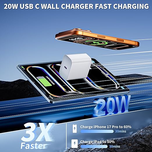 10FT for iPhone Charger Fast Charging Cord, 20W Fast USB C Charger Block with 3 Pack 10 ft Extra Long Charging Cable for iPhone 17/17 Pro/17 Pro Max/Air/16 Pro Max/16 Plus/15 Pro Max/15, iPad Pro/Mini