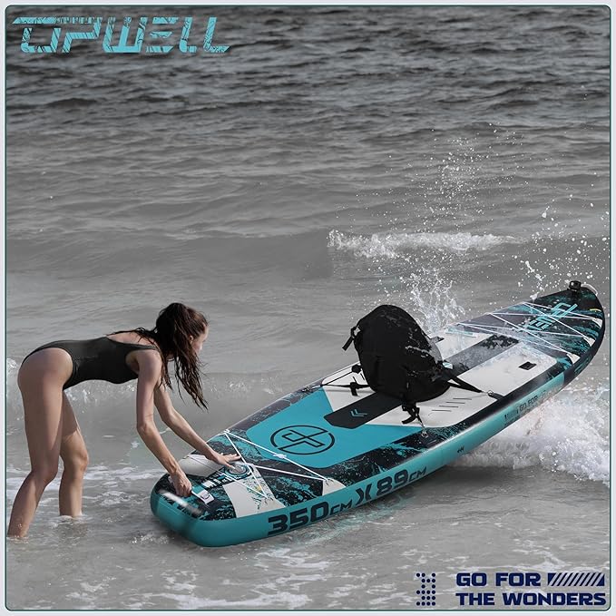 UPWELL 10'6"/11'/11'6" Inflatable Paddle Board, Stand Up Paddlboard for Youth & Adults, Stable Design, Premium SUP Accessories, Backpack, Leash, Hand Pump, Fins