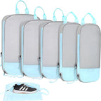 Voova 6 Set Compression Packing Cubes, Travel Accessories Expandable Packing Organizer Bags Set for Carry on Suitcase, Durable Luggage Packing Cubes for Travel Essentials, Blue