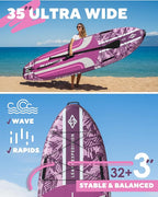 11'6×35" Super Wide Inflatable Paddle Board, Ultra Stable Stand Up Paddleboards for 450lb/3 People/Family/Big Size, Shoulder Strap, 5 Handles, 100L Backpack, All-Round Sup Board, US Fin
