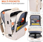 PIJUSHI Travel Backpack for Women Expandable Carry on Luggage Backpack Airline Approved Personal Item Laptop Bag(PE034 Beige)