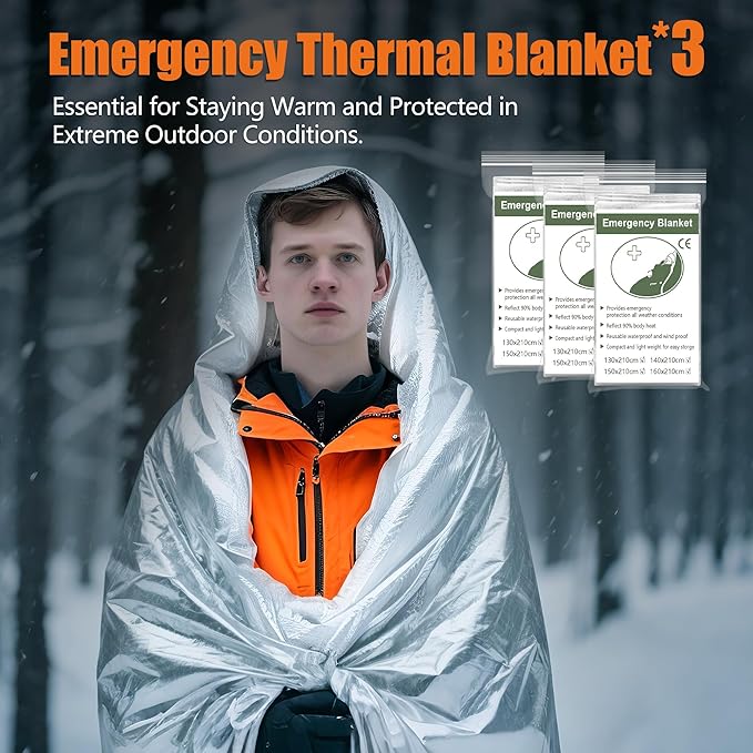 Emergency Radio Hand Crank Solar, 5000mAh/18500mWh Emergency Weather Radio, Solar Crank Radios with NOAA/AM/FM, Rechargeable Headlight, Thermal Blanket, Paracord Bracele, for Outdoor & Home