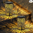 Large Solar Lanterns Outdoor Waterproof, 2 Pack Hanging Solar Lanterns, LED Tree Outdoor Lantern for Metal, Waterproof Lantern for Patio Porch Pathway Garden Decor