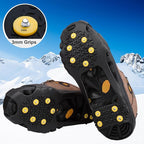Ice Snow Cleats for Shoes Boots,Walk Traction Cleats Rubber Crampons Anti Slip 10-Stud Winter Ice Cleat Slip-on Stretch Footwear for Women Men Kids