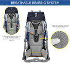 MOUNTAINTOP 80L Internal Frame Backpack for Man & Women Backpacking Hiking Backpack with Rain Cover