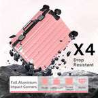 Krute Luggage 24 Inch Aluminum Frame Zipperless Suitcase with Spinner Wheels Checked Luggage PC+ABS Lightweight Hardshell