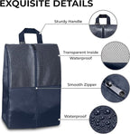 Shoe Bags For Travel, Used As For Storage or Shoe Travel Bag, Space Saving When Travelling With This Travel Shoe Bags For Packing, Featuring Waterproof Nylon Sneaker Bag. (Navy, 2 Pack, Large)
