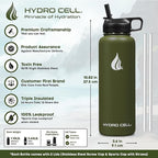 HYDRO CELL Stainless Steel Insulated Water Bottle with Straw - For Cold & Hot Drinks - Metal Vacuum Flask with Screw Cap and Modern Leakproof Sport Thermos for Adults (Army 40oz)