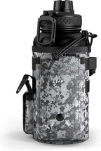 Combat Canteen - 32oz Insulated Water Bottle with Paracord Handle, Stainless Steel Water Jug with Rugged Pockets for Keys, Wallet & Phone - Black Digital