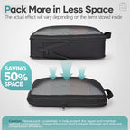 Veken 11 Set Compression Packing Cubes for Travel Essentials,Compressible Expandable Large Luggage Suitcase Organizer Bags for Clothing,Durable Space Saver Storage Bags with Toiletry Bags(Black)