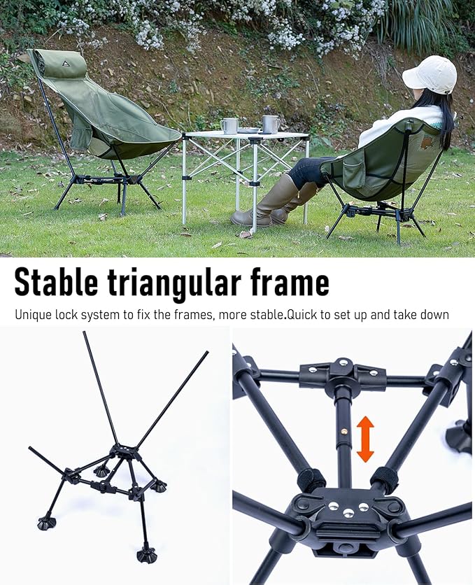 iClimb Ultralight Compact Camping Folding Beach Chair with Anti-Sinking Large Feet