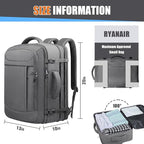 Carry On Backpack, Travel Laptop Backpack, Expandable 40-50L Large Luggage TSA Flight Approved Anti-Theft Laptop Bag, Sturdy 17 Inch TSA Friendly Water Resistant Business Bag for Men, Grey