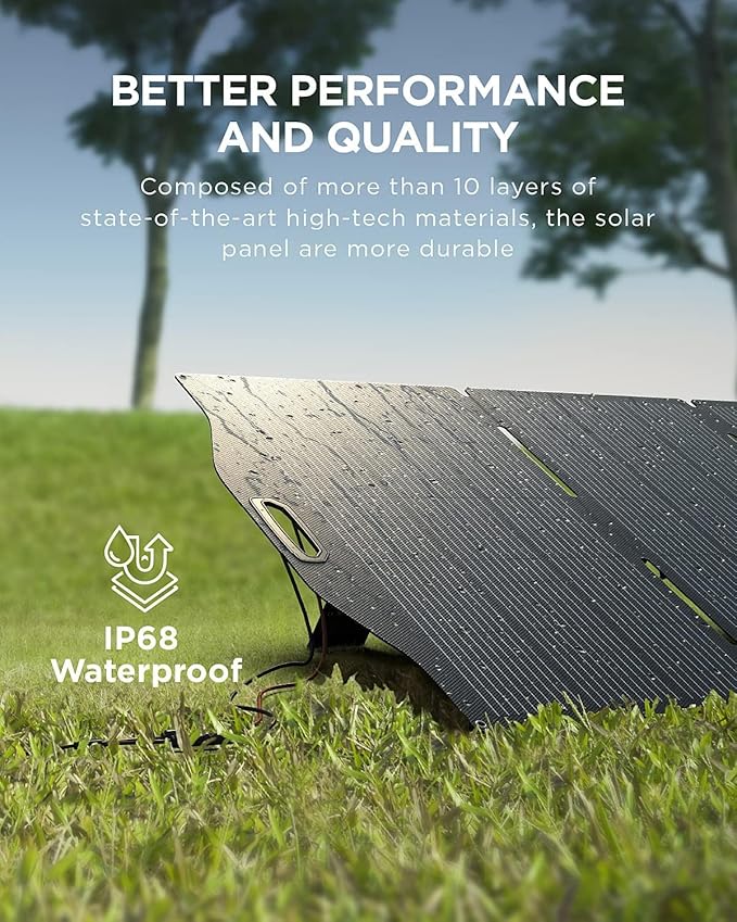 ETFE Solar Panels 400 Watts, BigBlue SolarPowa 400 Portable Solar Charger with Kickstands and MC-4(51.3V/7.8A), IP68 Waterproof, Charge Fast Cellpowa 2500 Power Station for Camping, RV Off Grid System