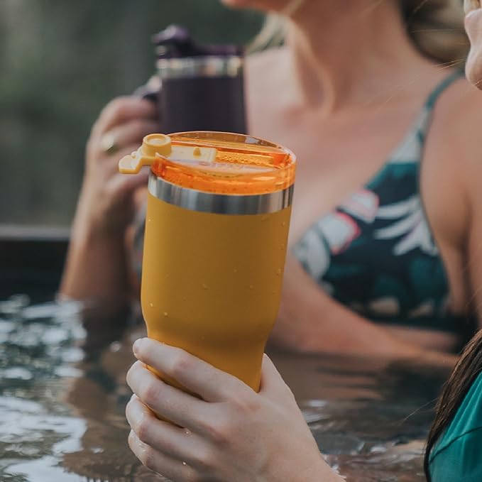 RTIC 20oz Essential Tumbler with Lid, Ceramic Lined, Insulated, Stainless Steel, Metal, Double Wall Vacuum-Insulation, Travel Cup for Iced Coffee, Tea, Hot and Cold Drink, Patriot