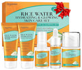 Skin Care Set,5Pcs Women Teen Glass Skincare w/Korean Rice Extract,Hydrate Glow Repair Anti-Aging Facial Routine Mini Kit Self Care Gifts for Women Mom Wife Teens Teenage Girl Airplane-Friendly Sizes