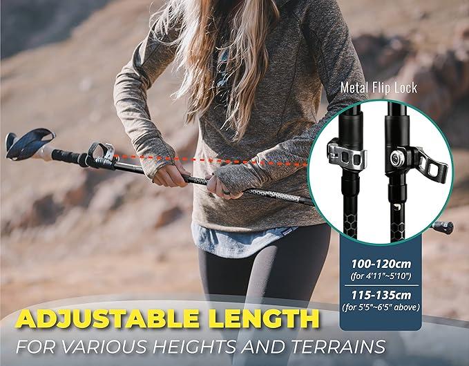 Trekology Trek-Z Collapsible Hiking & Trekking Poles - Balance Support for Seniors, Women, and Men, 2pc Per Set