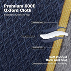 LET'S CAMP Folding Camping Chair Oversized Heavy Duty Padded Outdoor Chair with Cup Holder Storage and Cooler Bag, 450 LBS Weight Capacity, Thicken 600D Oxford